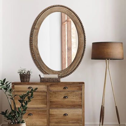 Miroir mural ovale Cameo encadré en bois, 81 cm (32 po), miroir de salle de bain - 81 cm (31,89 po) H x 61 cm (24 po) L x 3,2 cm (1,26 po) P