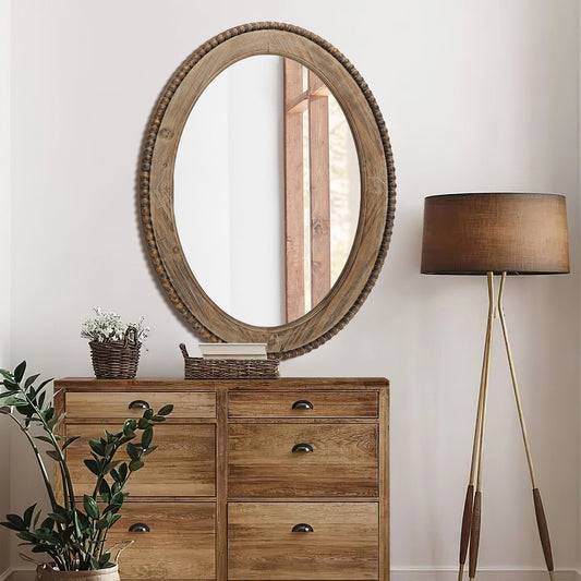 Miroir mural ovale Cameo encadré en bois, 81 cm (32 po), miroir de salle de bain - 81 cm (31,89 po) H x 61 cm (24 po) L x 3,2 cm (1,26 po) P