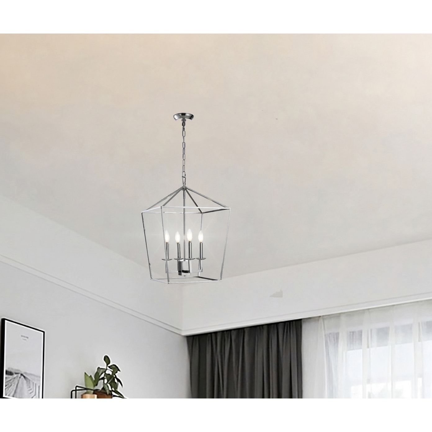 Suspension style lanterne à bougie pour escalier ou îlot de cuisine, lustre cage ouverte - Non applicable