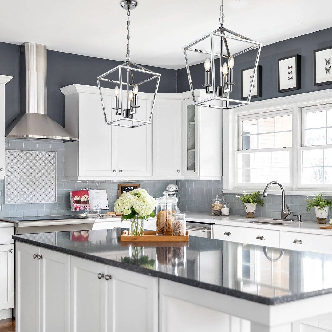 Suspension style lanterne à bougie pour escalier ou îlot de cuisine, lustre cage ouverte - Non applicable