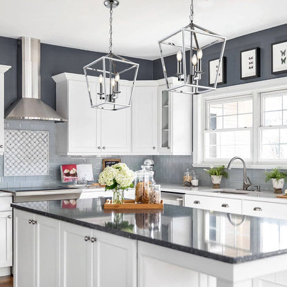 Suspension style lanterne à bougie pour escalier ou îlot de cuisine, lustre cage ouverte - Non applicable