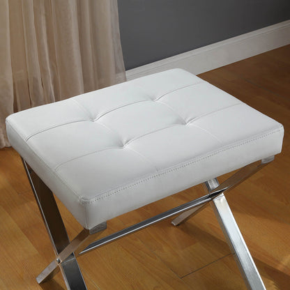 Banc de coiffeuse Carolina Living Elisabetta - Blanc/Chrome