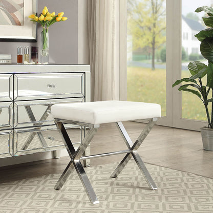 Banc de coiffeuse Carolina Living Elisabetta - Blanc/Chrome