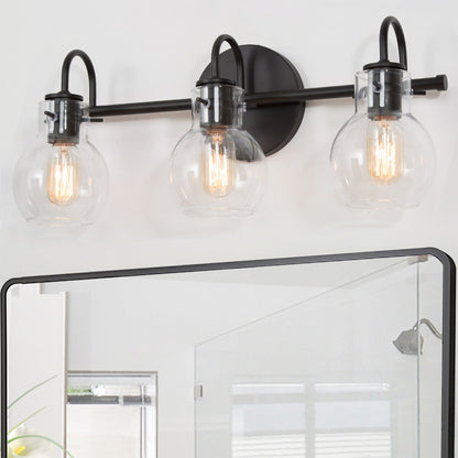 Applique murale moderne dorée à 3 lumières pour salle de bain, sphère en verre