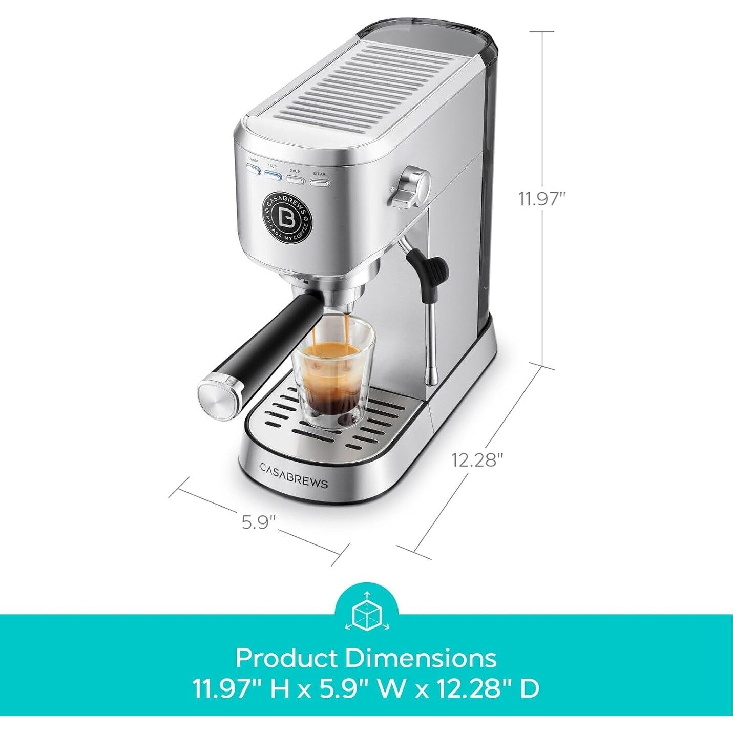 Machine à expresso professionnelle Casabrews 20 bars avec système de mousseur à lait