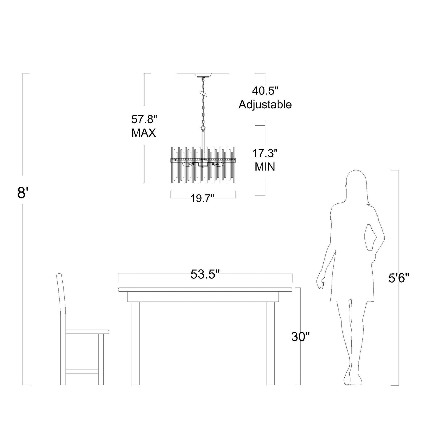 Lustre Casandra à 5 lumières en bronze brillant avec barres en verre transparent - Bronze brillant