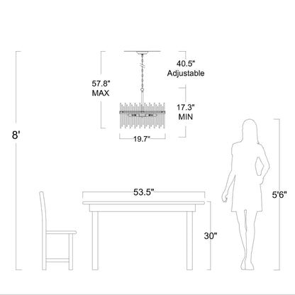 Lustre Casandra à 5 lumières en bronze brillant avec barres en verre transparent - Bronze brillant