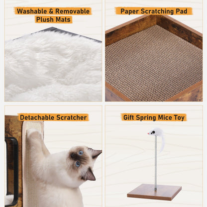 Maison pour chat, lit pour chat, arbre à chat avec griffoir et tapis amovibles