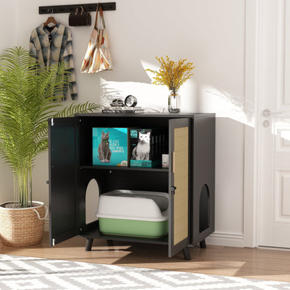 Bac à litière pour chat, niche pour chat, table d'appoint, armoire à porte, bibliothèque