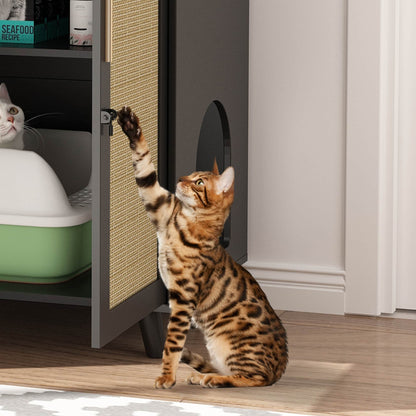 Bac à litière pour chat, niche pour chat, table d'appoint, armoire à porte, bibliothèque