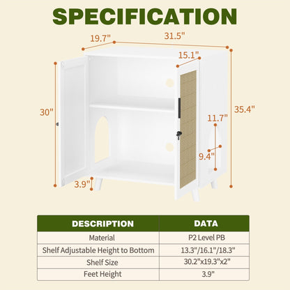 Bac à litière pour chat, niche pour chat, table d'appoint, armoire à porte, bibliothèque