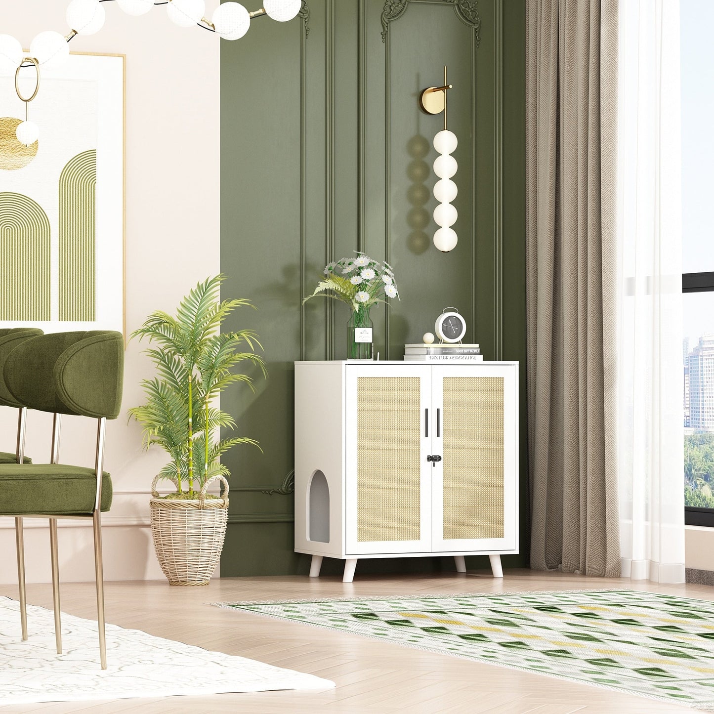 Bac à litière pour chat, niche pour chat, table d'appoint, armoire à porte, bibliothèque