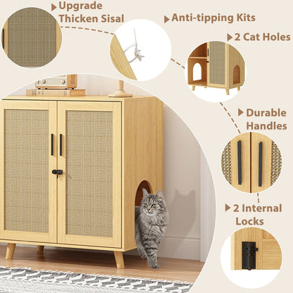 Bac à litière pour chat, niche pour chat, table d'appoint, armoire à porte, bibliothèque