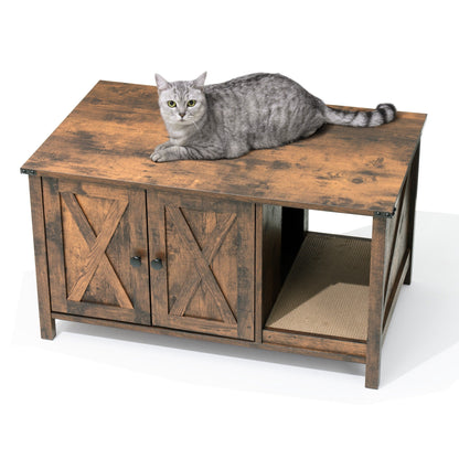 Enclos pour bac à litière pour chat, meuble de salle de bain pour chat en bois dissimulé avec griffoir