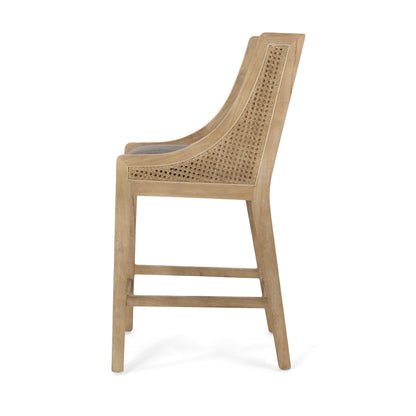 Tabourets de comptoir Christopher Knight Home Cataldo en tissu, bois et rotin, 65 cm (ensemble de 2)