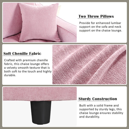 Canapé-lit méridienne en chenille, canapé rembourré avec dossier capitonné et 2 coussins amovibles pour salon