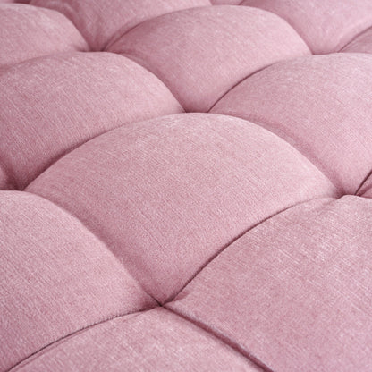 Canapé-lit méridienne en chenille, canapé rembourré avec dossier capitonné et 2 coussins amovibles pour salon