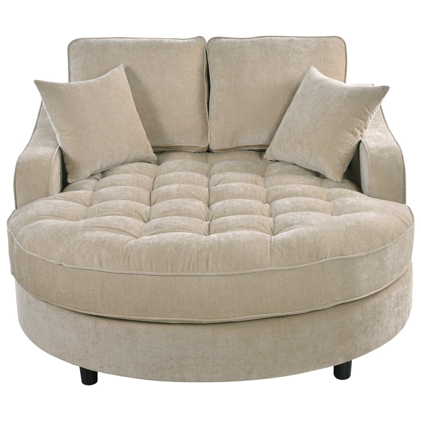 Canapé-lit méridienne en chenille, canapé rembourré avec dossier capitonné et 2 coussins amovibles pour salon