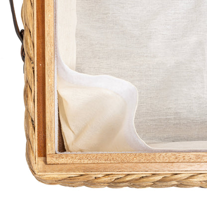 Bac de rangement sous lit en jacinthe/bois avec roulettes et poignées happimess