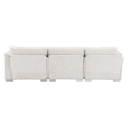 Canapé d'angle Cloud, ensemble de canapé de luxe en forme de L avec 2 coussins offerts, mobilier d'intérieur 4 places en chenille avec méridienne surdimensionnée