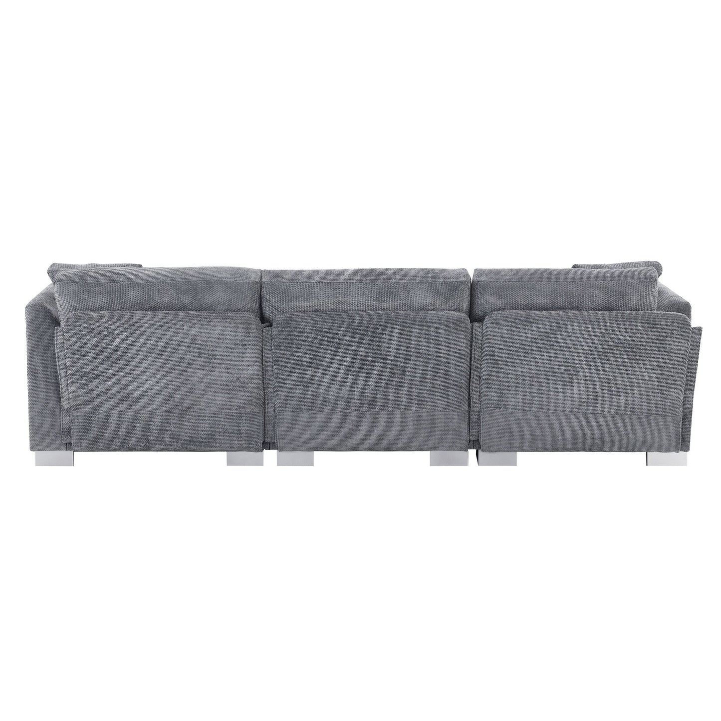 Canapé d'angle Cloud, ensemble de canapé de luxe en forme de L avec 2 coussins offerts, mobilier d'intérieur 4 places en chenille avec méridienne surdimensionnée
