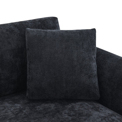 Canapé d'angle Cloud, ensemble de canapé de luxe en forme de L avec 2 coussins offerts, mobilier d'intérieur 4 places en chenille avec méridienne surdimensionnée