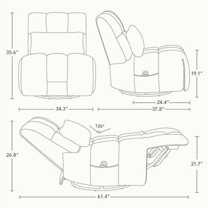Fauteuil inclinable électrique Cole pivotant avec soutien lombaire