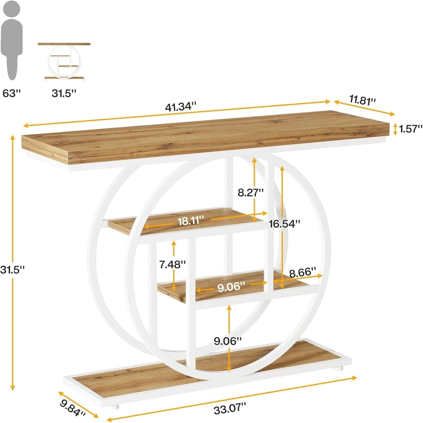 Console d'entrée, table basse industrielle à 4 niveaux à placer derrière le canapé