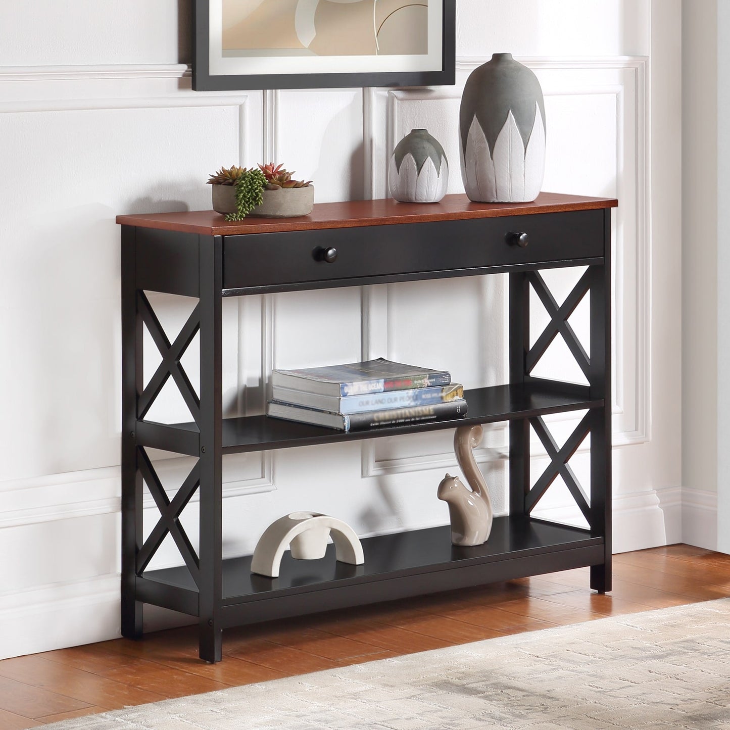 Console Oxford à 1 tiroir avec étagères de Convenience Concepts