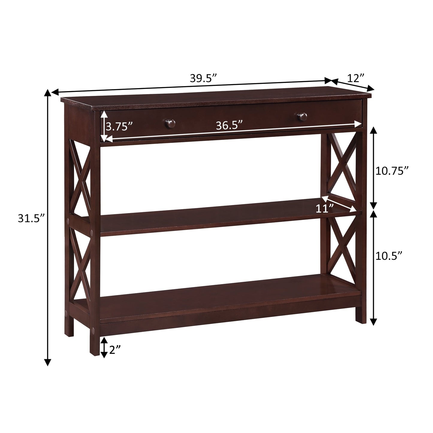 Console Oxford à 1 tiroir avec étagères de Convenience Concepts