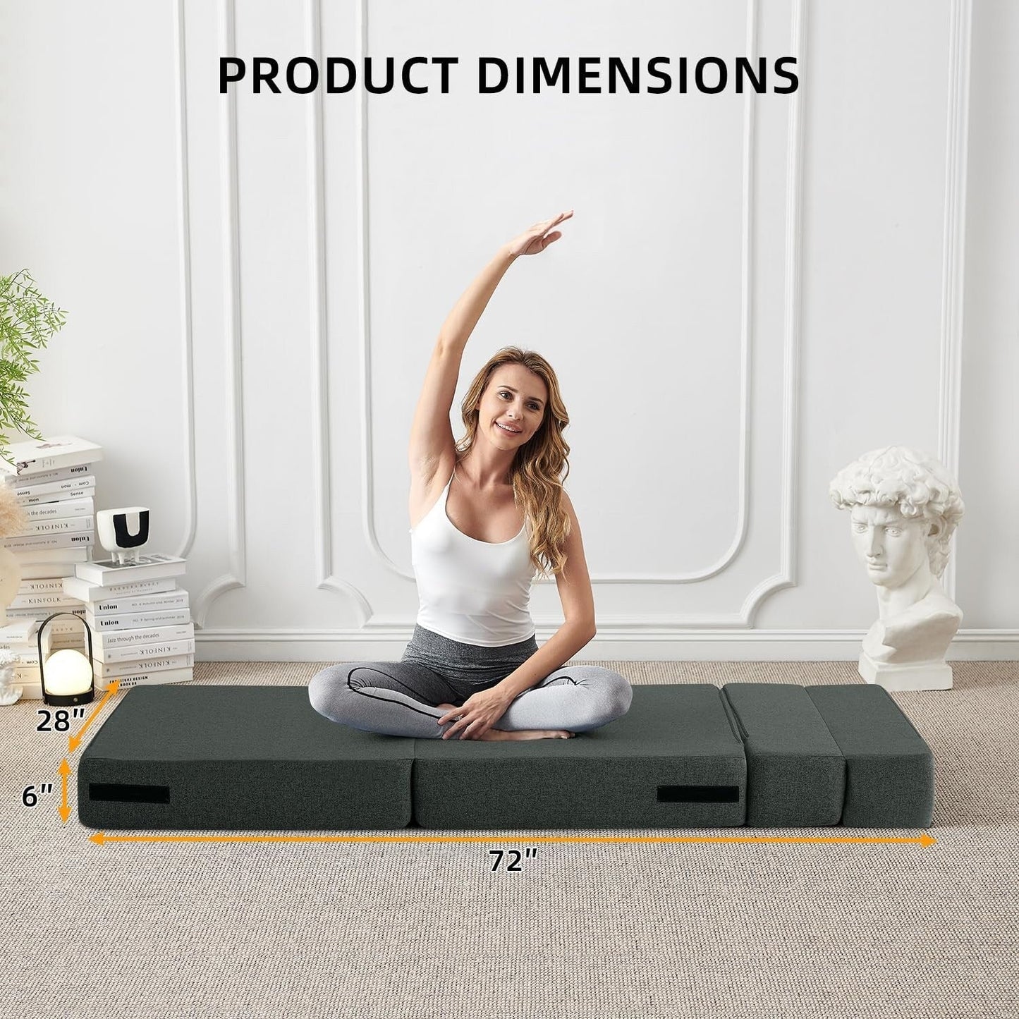 Canapé-lit convertible pliant - Fauteuil-lit moderne en lin avec oreiller et matelas pliable pour salon/chambre d'étudiant/chambre d'amis