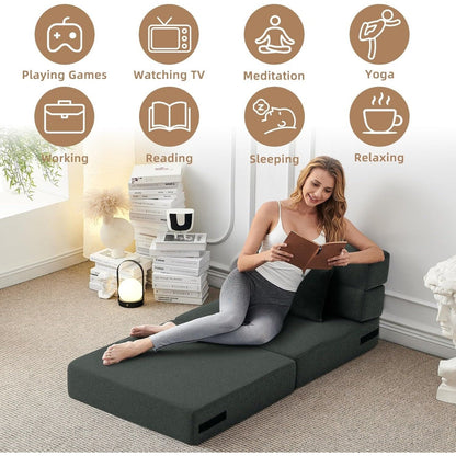 Canapé-lit convertible pliant - Fauteuil-lit moderne en lin avec oreiller et matelas pliable pour salon/chambre d'étudiant/chambre d'amis
