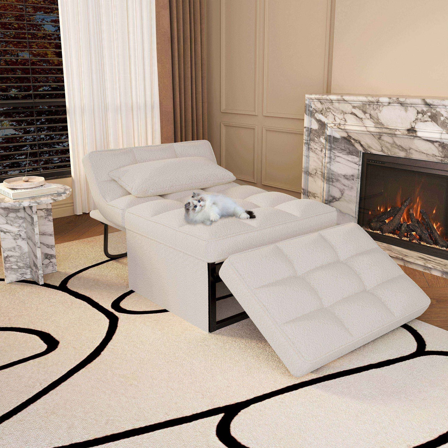 Canapé-lit convertible, fauteuil, pouf pliant, fauteuils inclinables pour salon