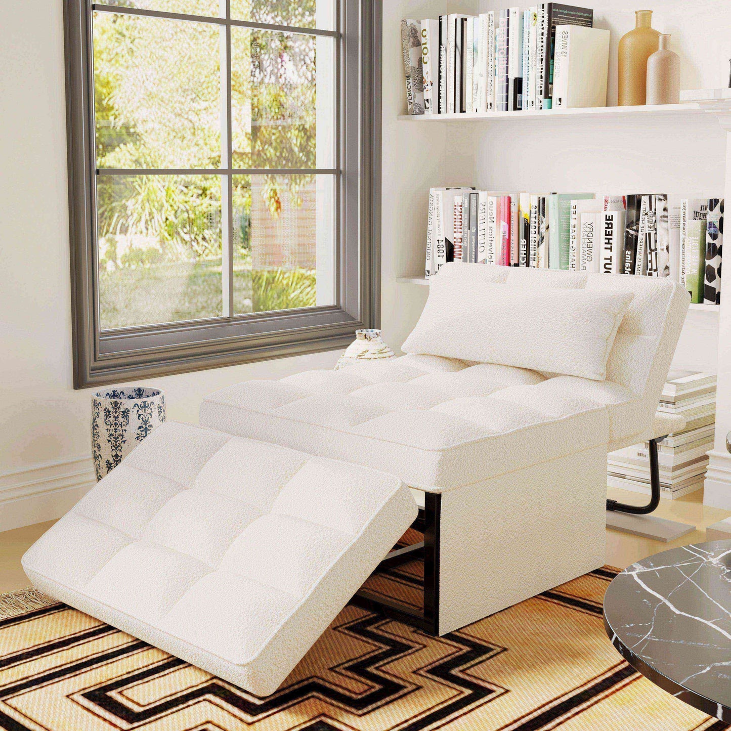 Canapé-lit convertible, fauteuil, pouf pliant, fauteuils inclinables pour salon