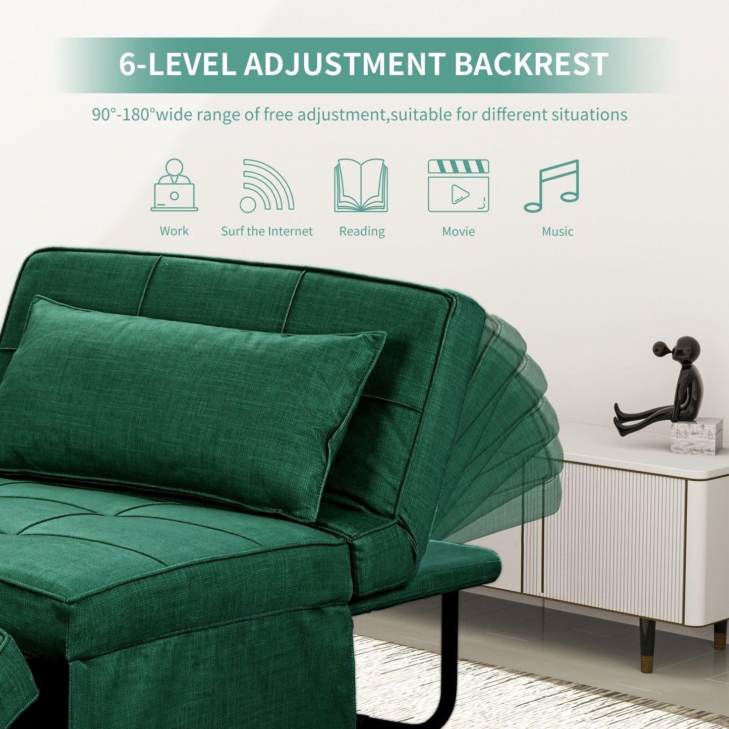 Canapé-lit convertible, fauteuil, pouf pliant, fauteuils inclinables pour salon