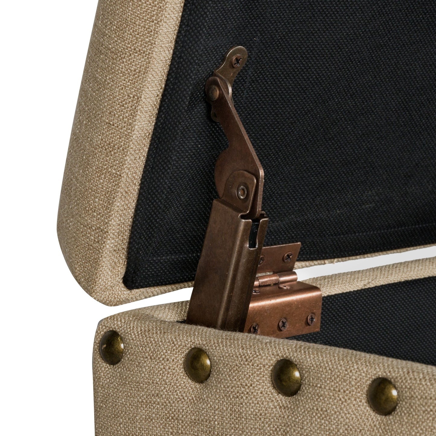 Banc de rangement rembourré Copper Grove Muscari avec garniture cloutée