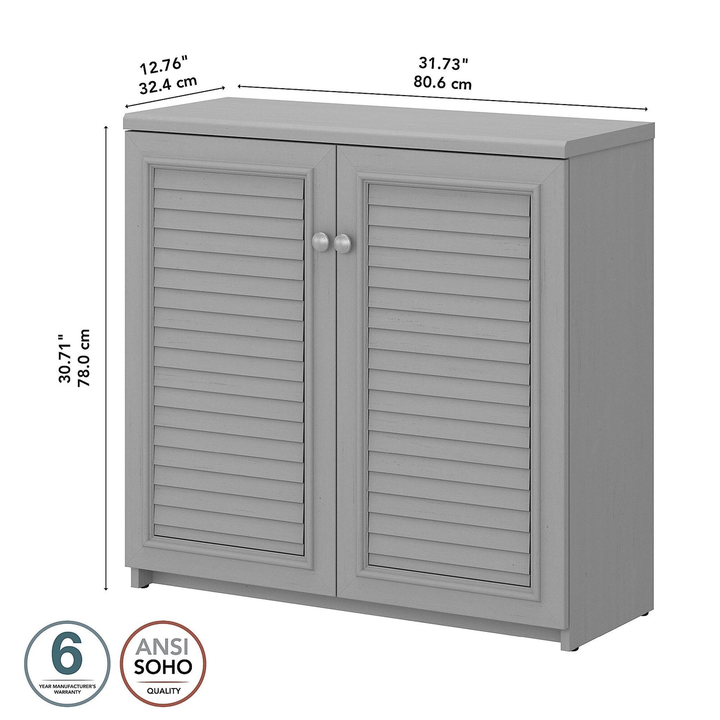 Armoire de rangement Fairview avec portes et étagères de Bush Furniture - 80,5 cm (L) x 32,4 cm (l) x 78 cm (H)