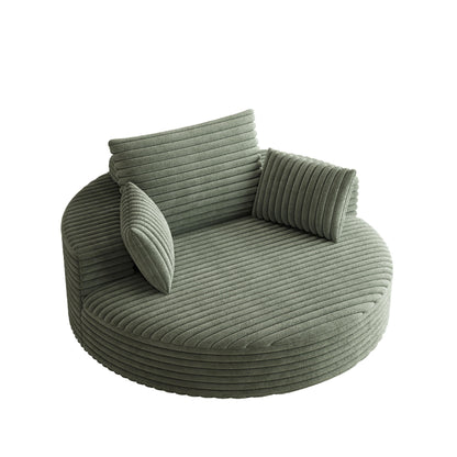 Fauteuil pivotant simple en velours côtelé et mousse chenille