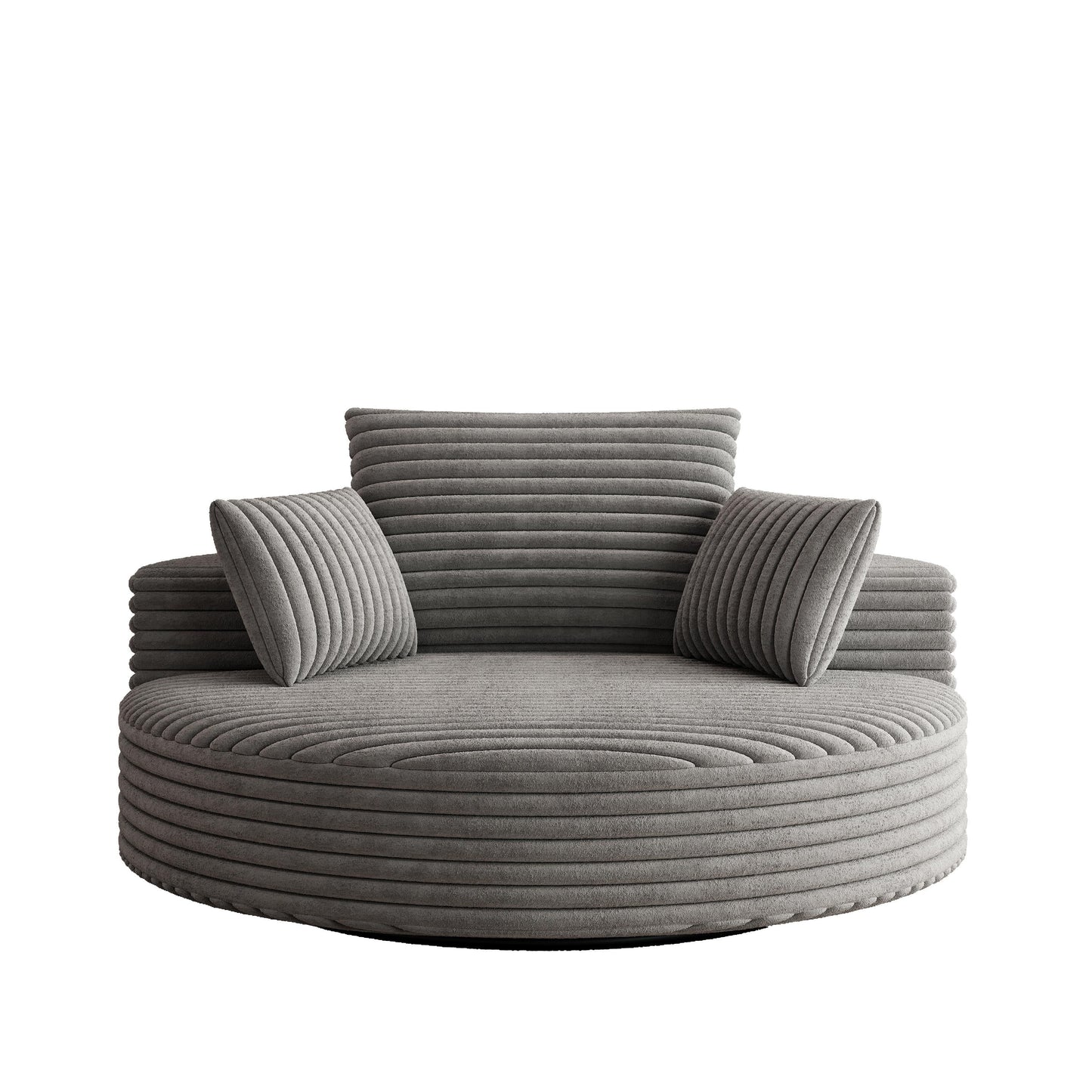 Fauteuil pivotant simple en velours côtelé et mousse chenille