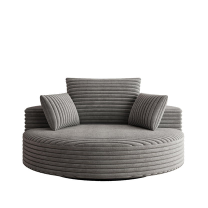 Fauteuil pivotant simple en velours côtelé et mousse chenille