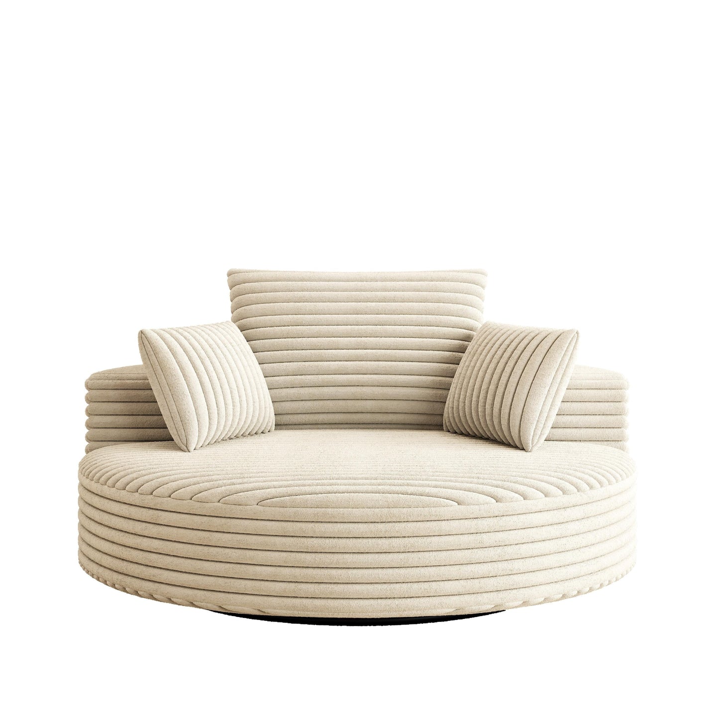 Fauteuil pivotant simple en velours côtelé et mousse chenille