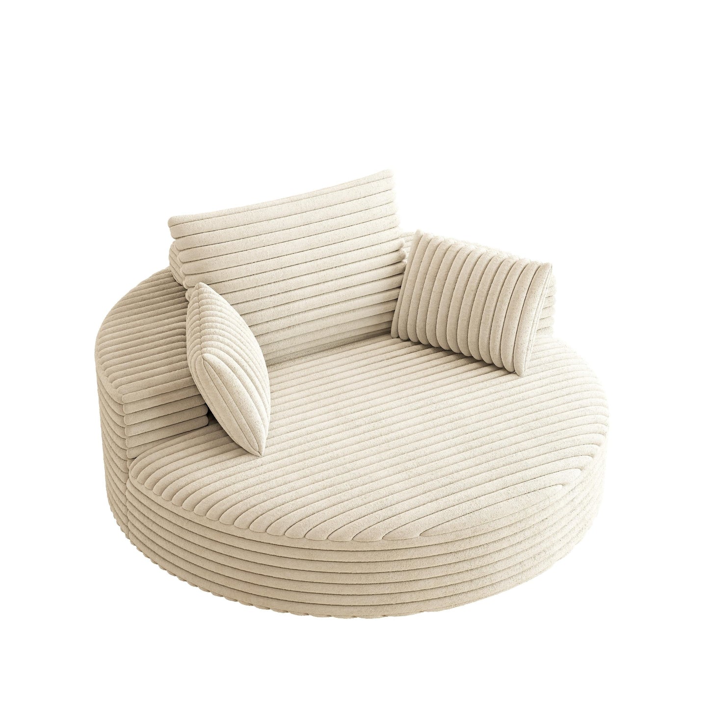 Fauteuil pivotant simple en velours côtelé et mousse chenille