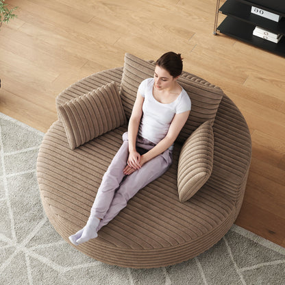 Fauteuil pivotant simple en velours côtelé et mousse chenille
