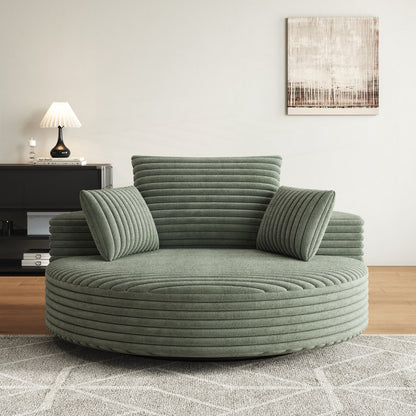 Fauteuil pivotant simple en velours côtelé et mousse chenille