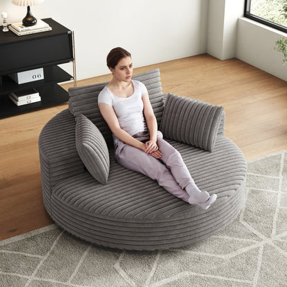 Fauteuil pivotant simple en velours côtelé et mousse chenille
