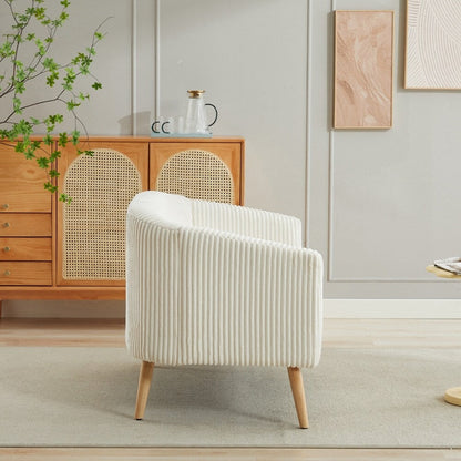 Canapé 2 places recouvert de tissu velours côtelé avec pieds en noyer