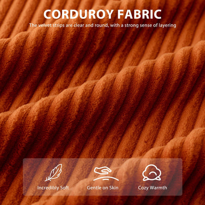 Canapé en velours côtelé avec pouf intégré et mousse à mémoire de forme - 123 cm (L) x 172 cm (l) x 62 cm (H)