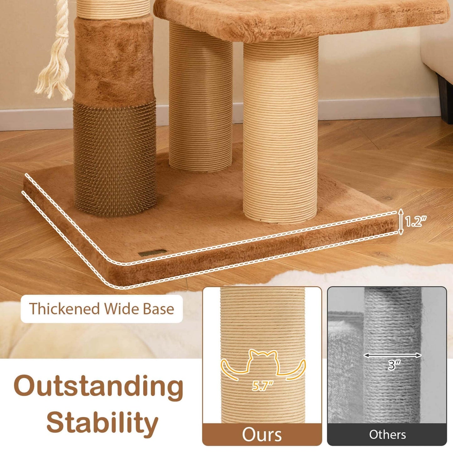 Arbre à chat Costway 65 cm de haut pour intérieur avec perchoir rembourré autonettoyant - Voir les détails