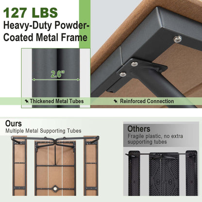 Ensemble table et banc de pique-nique Costway 1,8 m (6 pi) en PEHD robuste pour l'extérieur - Voir les détails