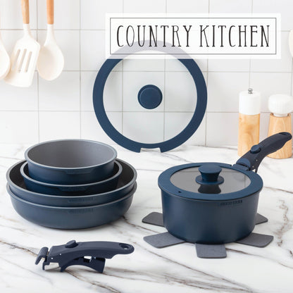 Ensemble de 16 pièces de cuisine Country Kitchen pour camping-car, en céramique avec poignée amovible et compatible four.